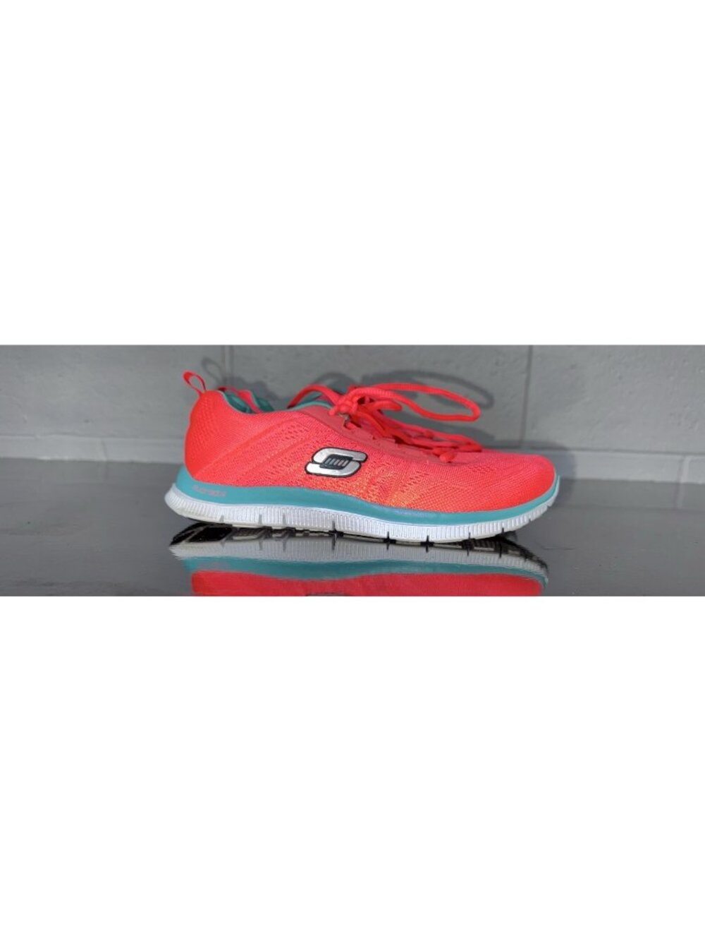 Skechers Flex Appeal Sweet Spot Womens Athletic Walking Shoes Size 7 Pink Blue